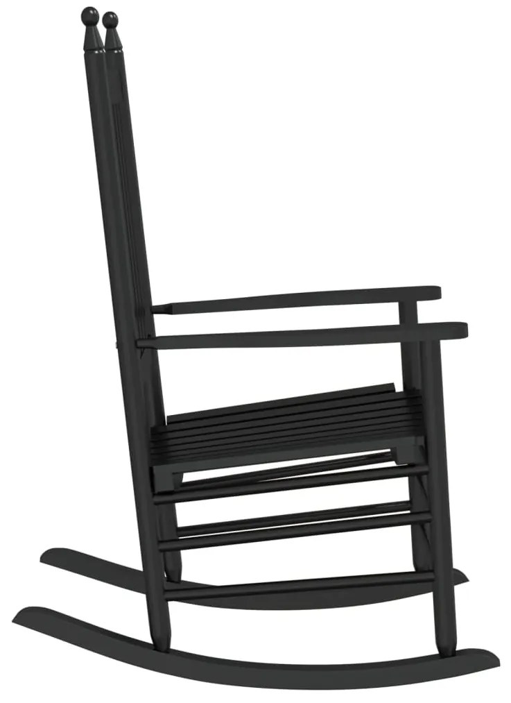 Cadeira de baloiço c/ assento curvado álamo maciço preto