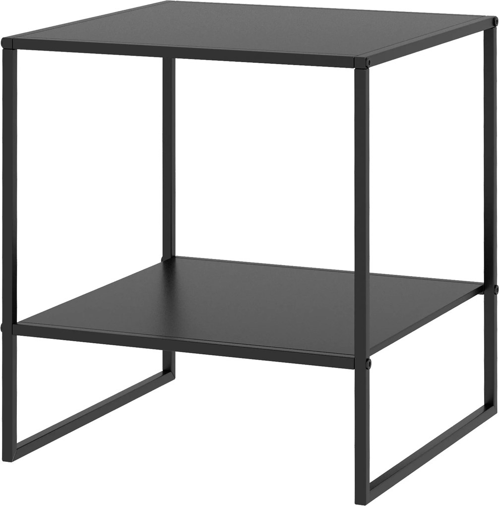 Mesa de Apoio Quadrada, 40 x 40 x 45 cm, Com Prateleira, Preto