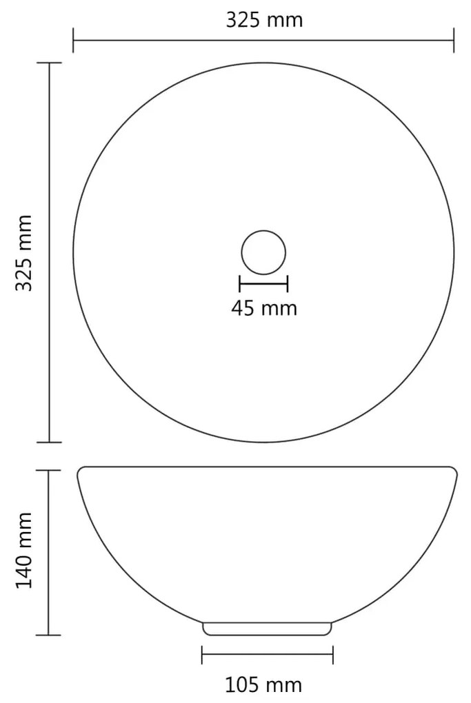 Lavatório WC luxuoso redondo 32,5x14cm cerâmica creme mate