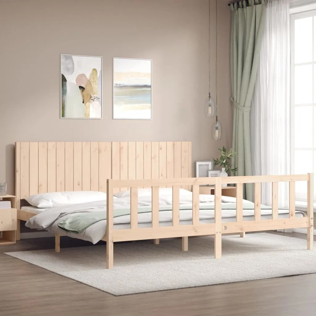 Cama sem colchão 200x200 cm madeira de pinho maciça