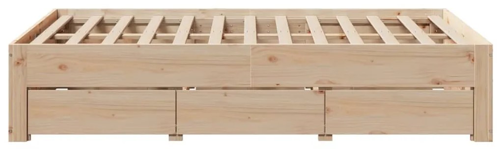 Cama sem colchão com gavetas 120x190 cm madeira de pinho maciça