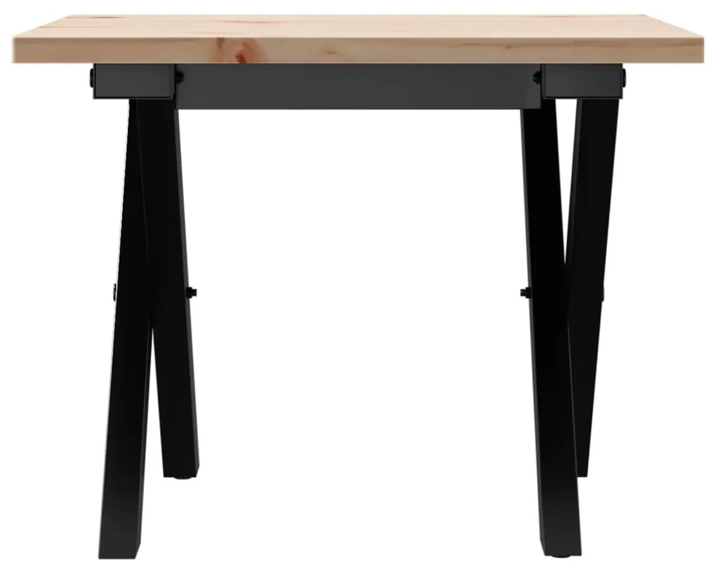 Mesa de centro estrutura em X 40x40x35 cm pinho e aço