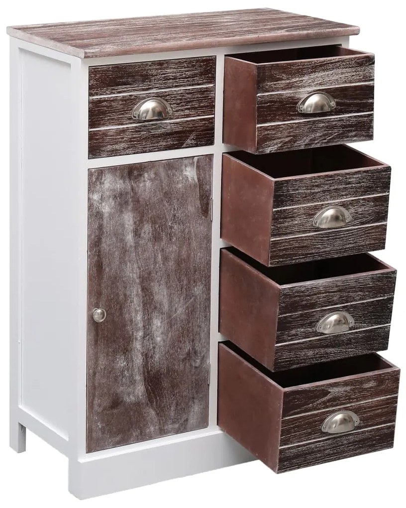 Aparador com 10 gavetas 113x30x79 cm madeira castanho