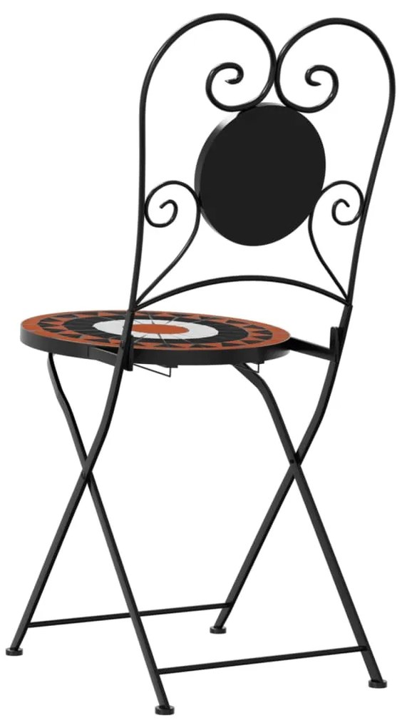 Cadeiras de bistrô dobráveis 2 pcs cerâmica terracotta e branco