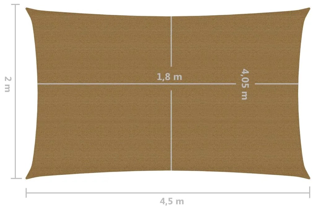 Para-sol estilo vela 160 g/m² 2x4,5 m PEAD cinzento-acastanhado