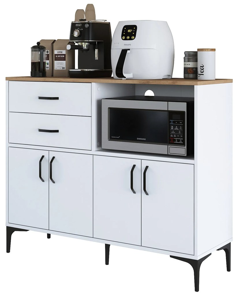 Armário Multiusos JE166 – Branco Nogal – 120x98,6x40 cm