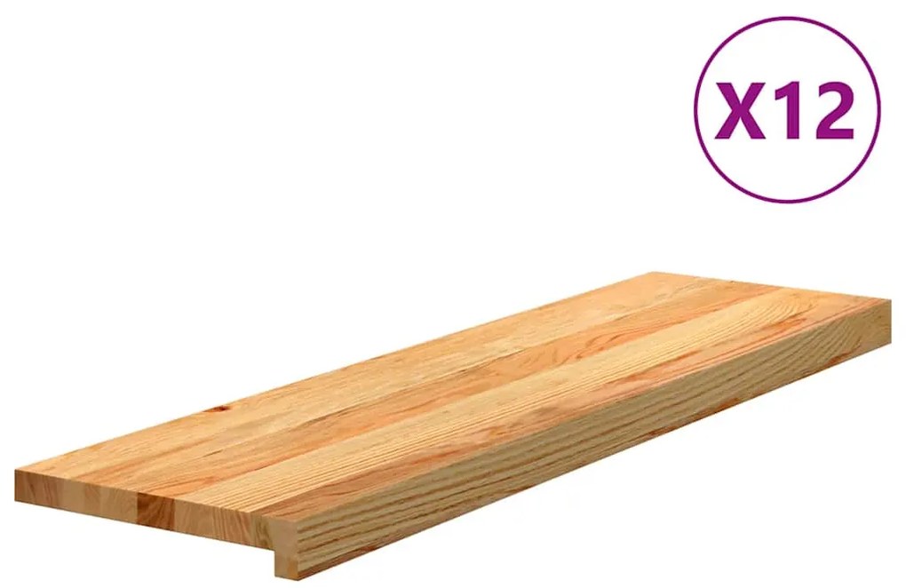 vidaXL Tapetes de escada 12 pcs 90x25x2 cm carvalho castanho-claro