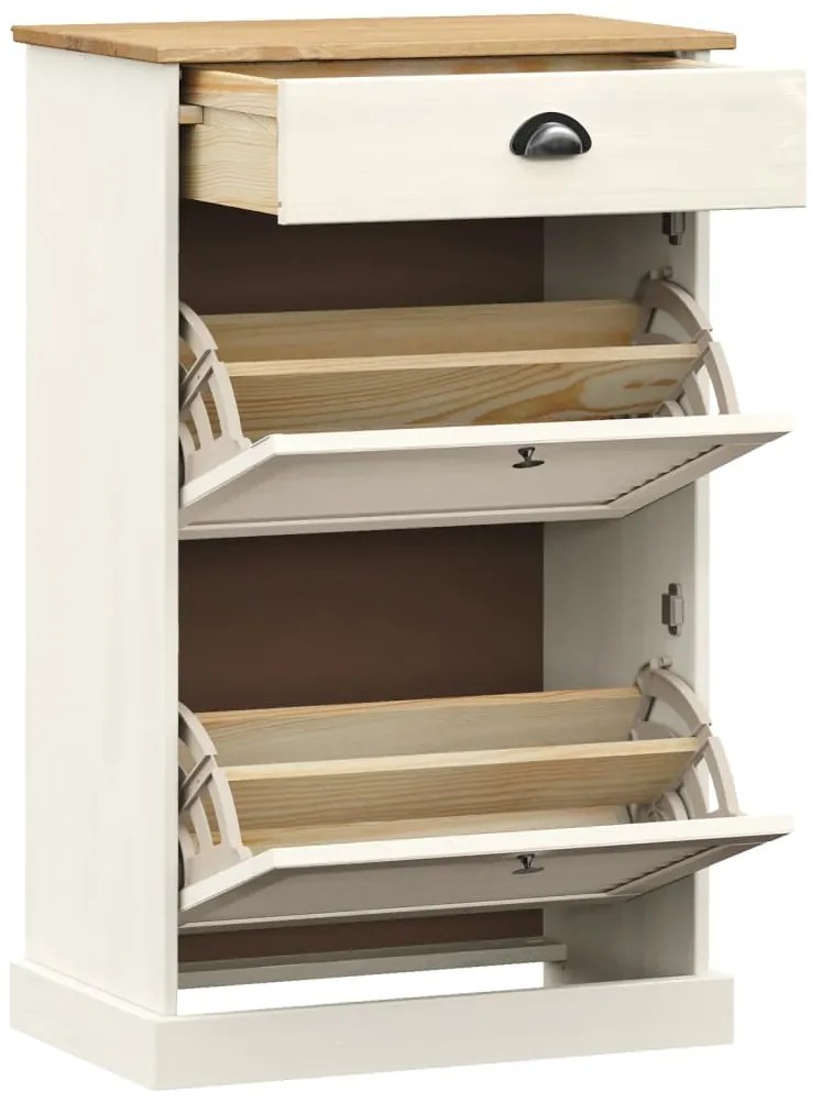 Sapateira VIGO 60x35x96 cm madeira de pinho maciça branco