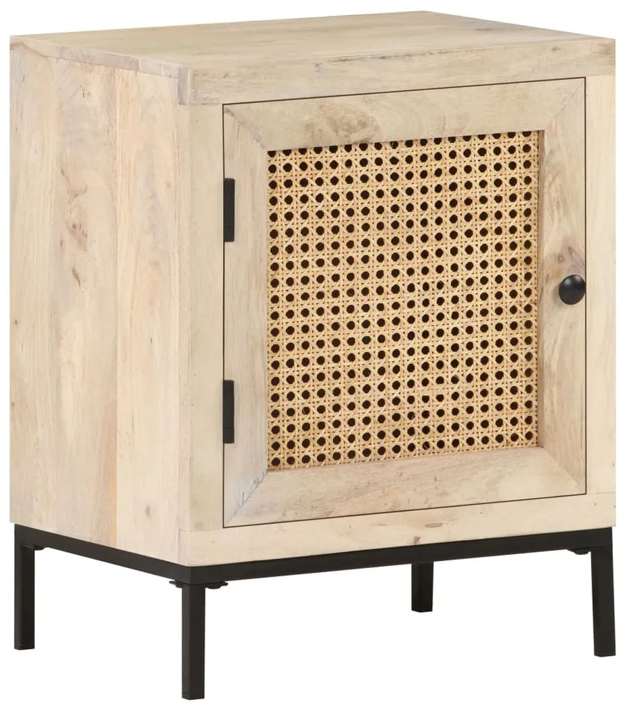 Mesa de cabeceira 40x30x50cm mangueira maciça/palhinha natural