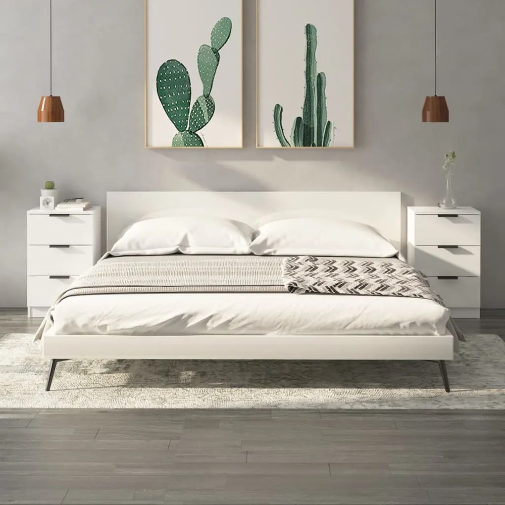 vidaXL Mesas de cabeceira 2 pcs 40x36x65 cm branco brilhante