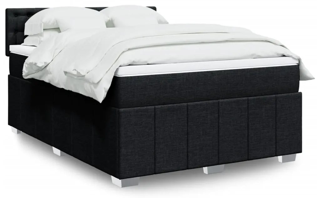 vidaXL Cama com molas/colchão 160x200 cm tecido preto