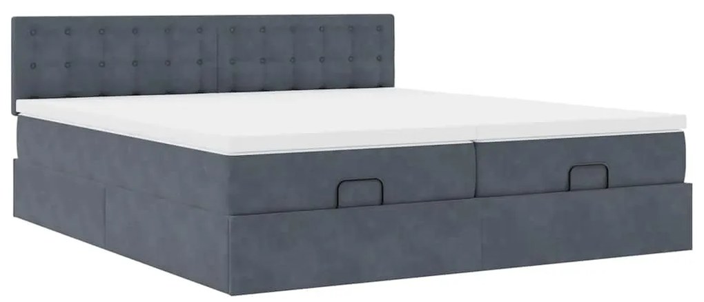 Estrutura cama otomana colchões 180x200 cm cinzento escuro