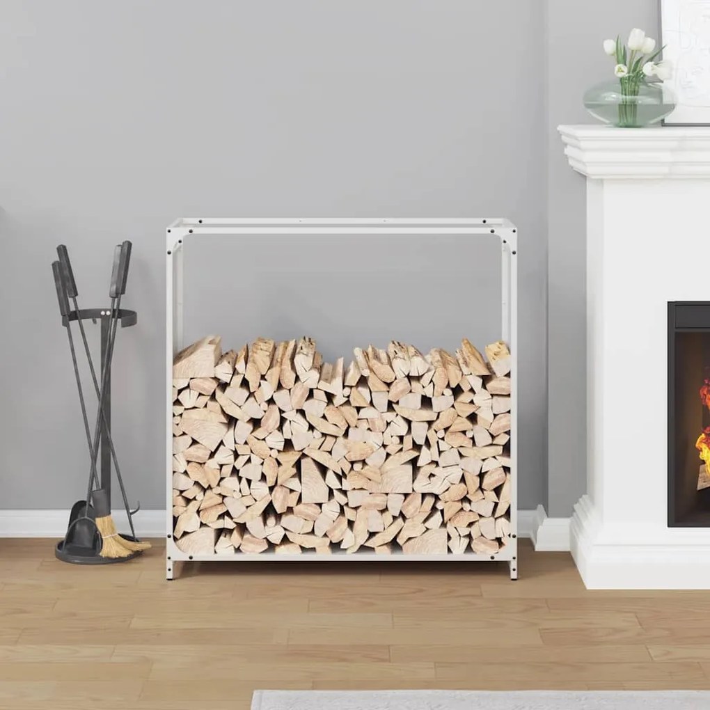 Suporte para lenha 90x28x90 cm aço laminado a frio branco