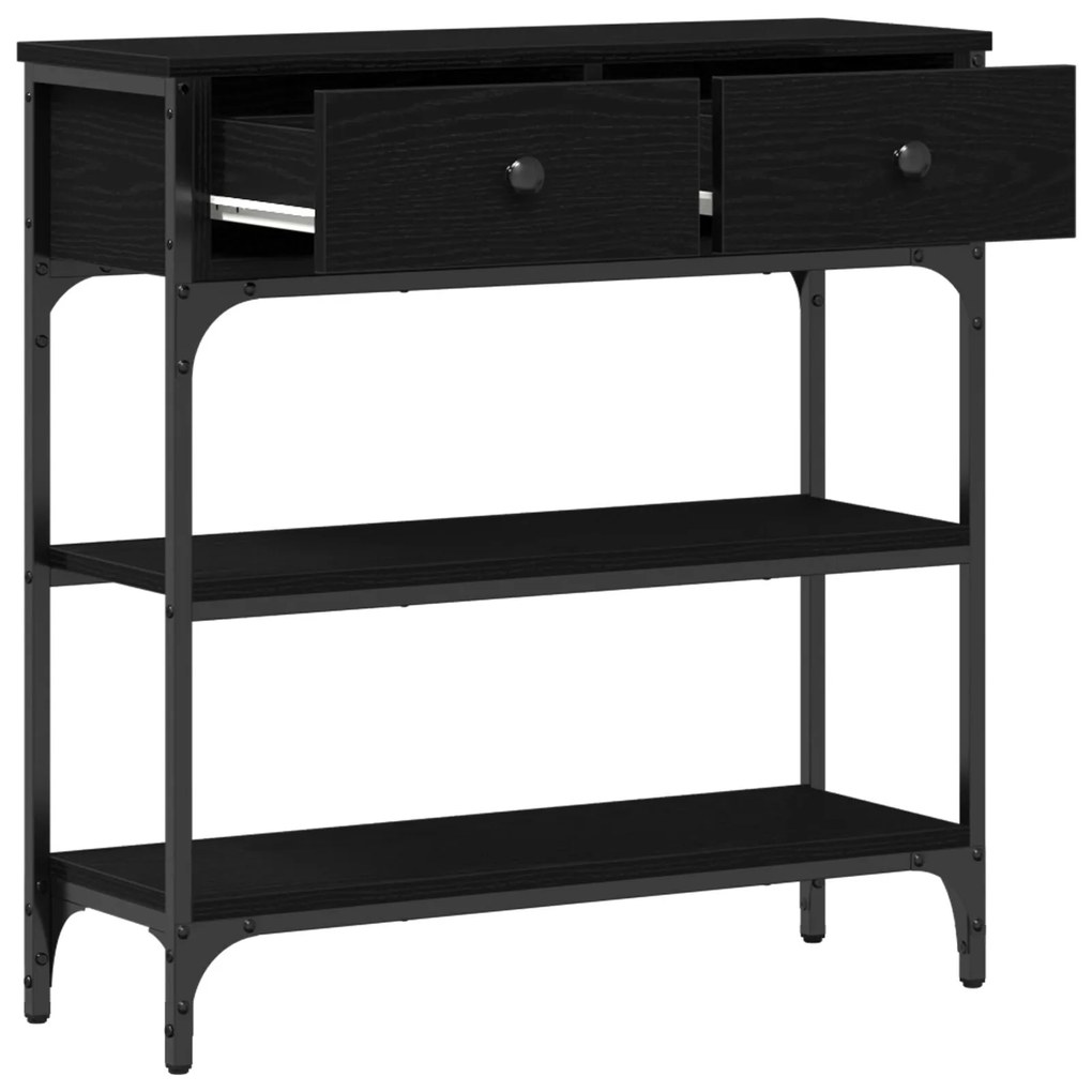 Mesa de Console vidaXL Madeira de Carvalho Preto 72,5x25x75 cm Madeira