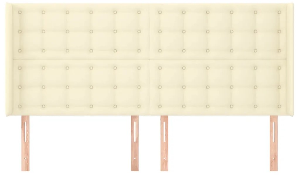 Cabeceira cama c/ abas couro artificial 203x16x118/128 cm creme