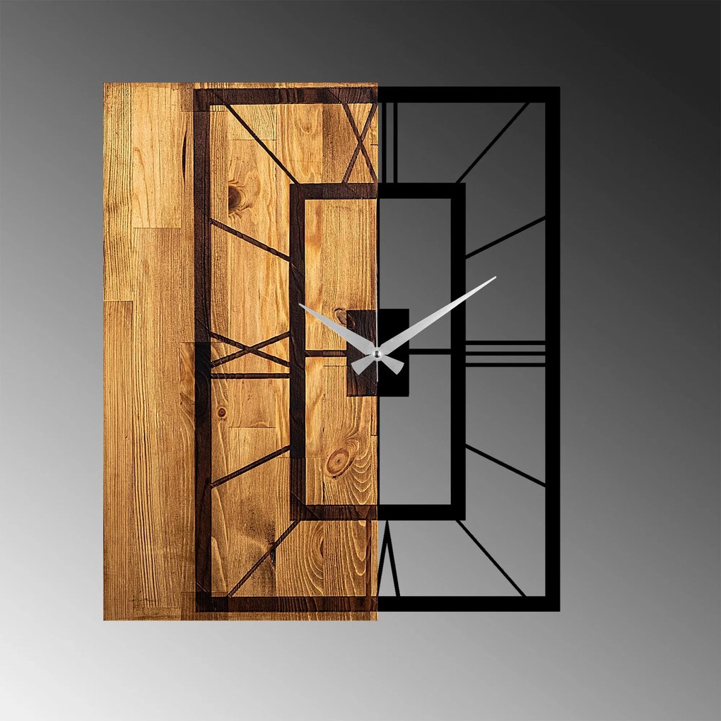 Relógio de Parede Decorativo Mas-037 – Nogueira Clara e Preto – 49 x 3
