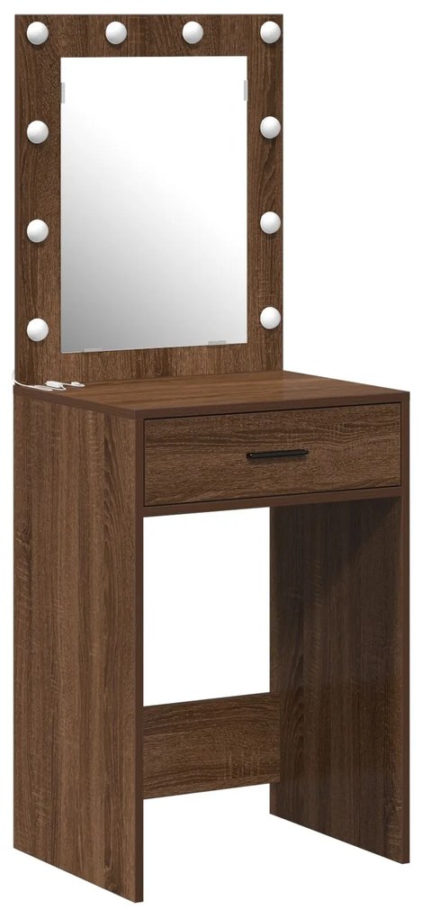 Mesa de Maquiagem vidaXL com Luzes LED Castanho Carvalho 50x41x135 cm