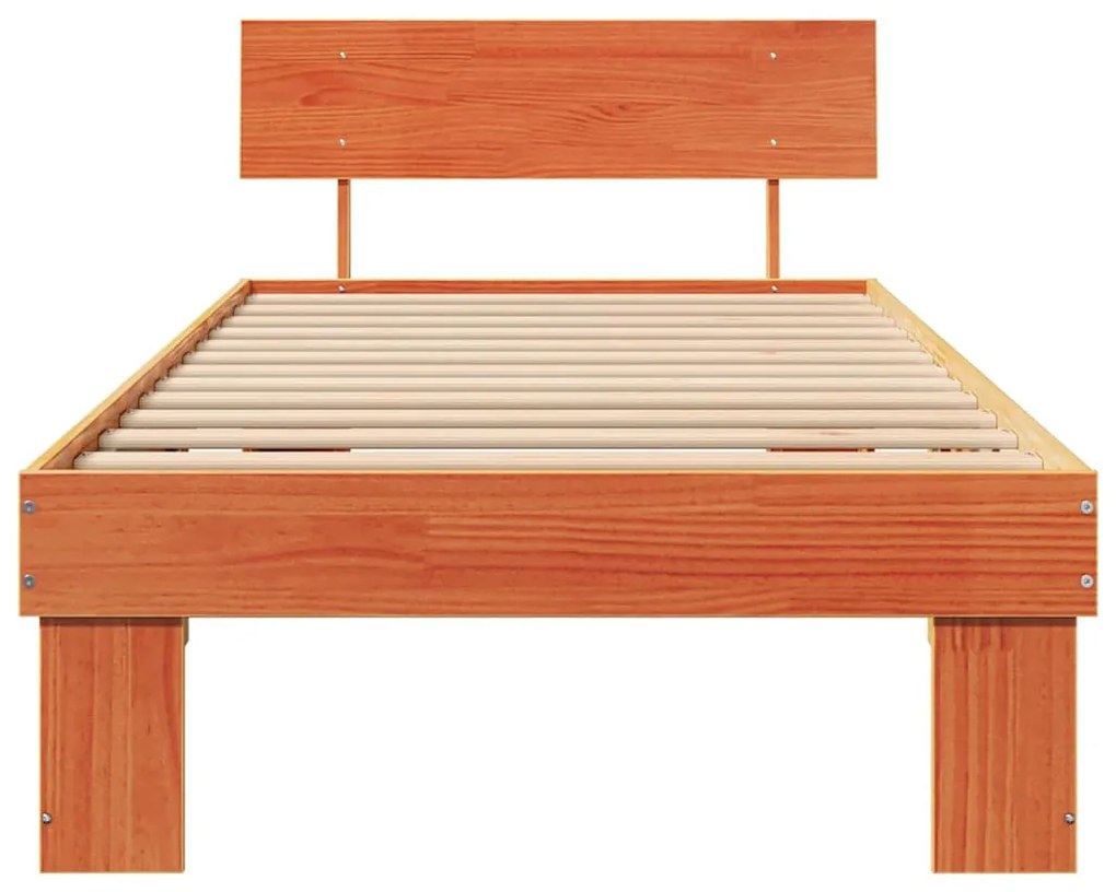 Estrutura da Cama com cabeceira Castanho-mel 75 x 190 cm