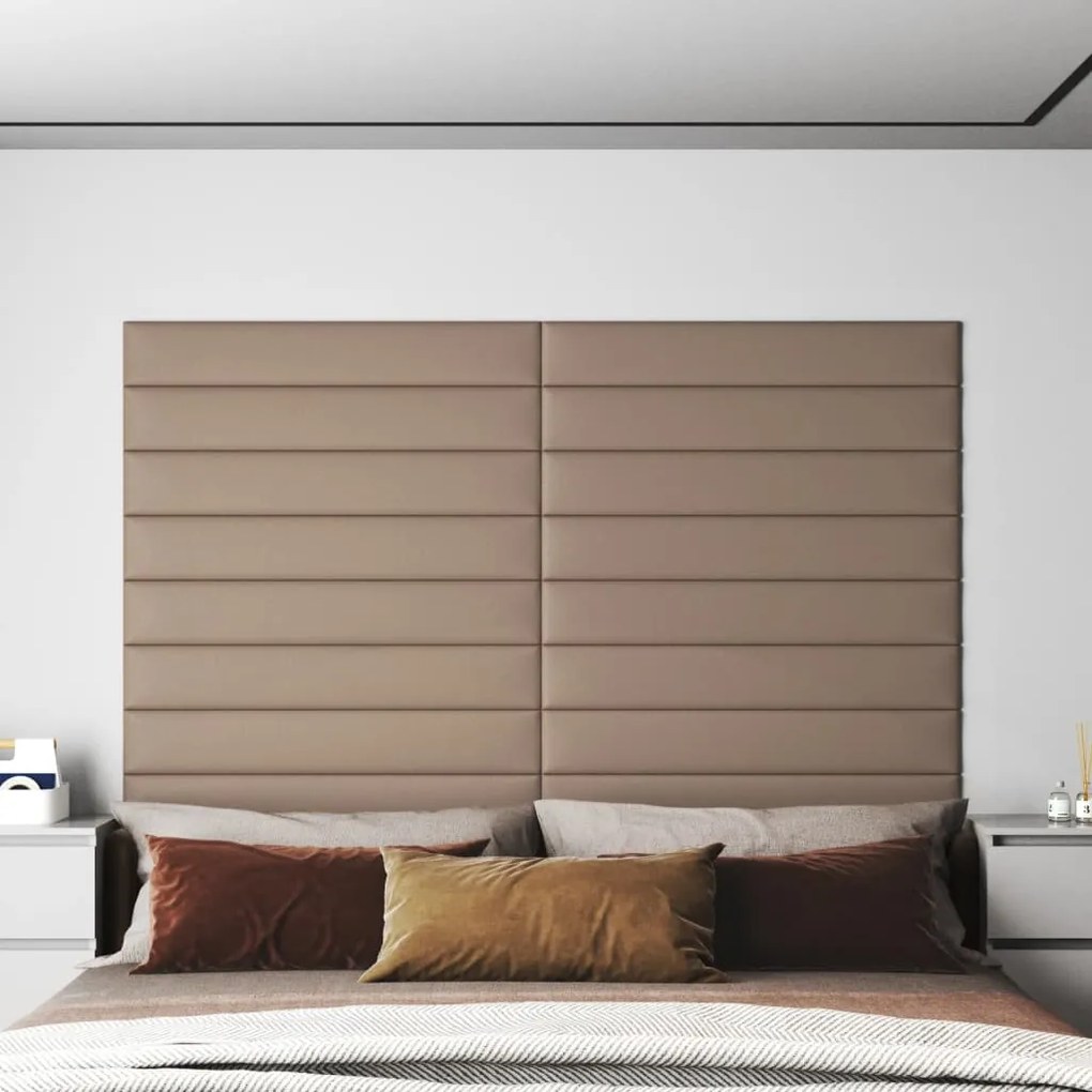 Painel parede 12pcs 90x15 cm couro artificial 1,62m² cappuccino