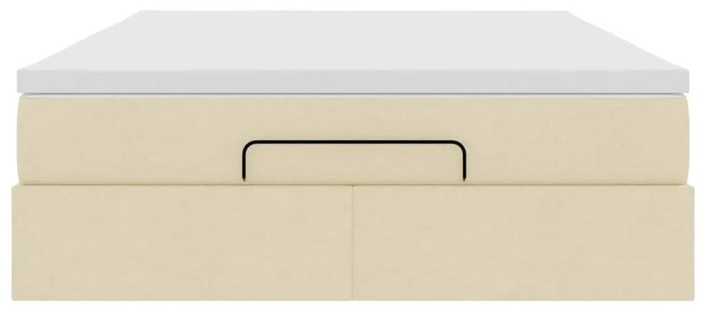 Estrutura de cama otomana com colchão tecido creme 140x200cm
