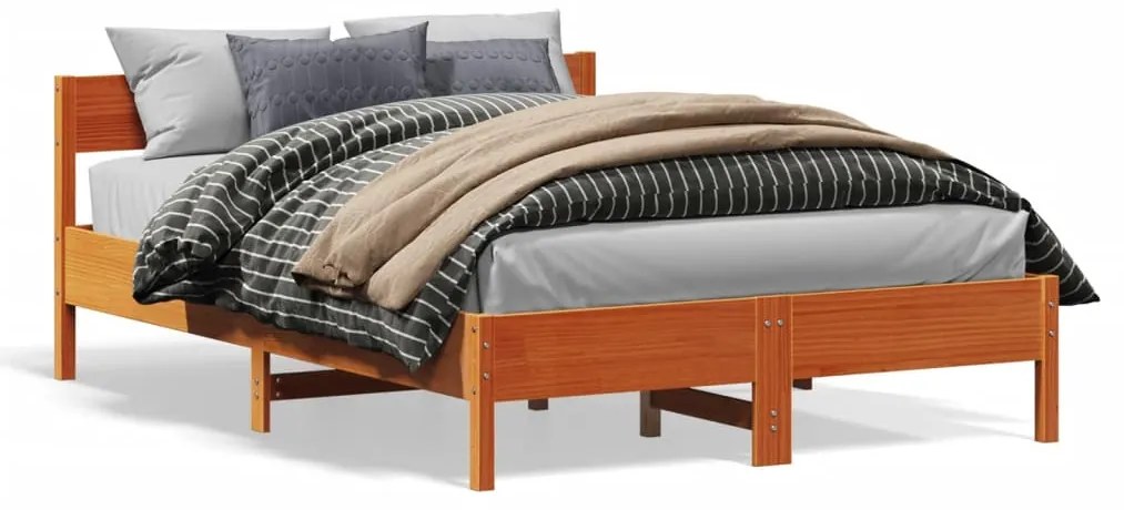 VidaXL Cama sem colchão 140x190 cm pinho maciço castanho-mel
