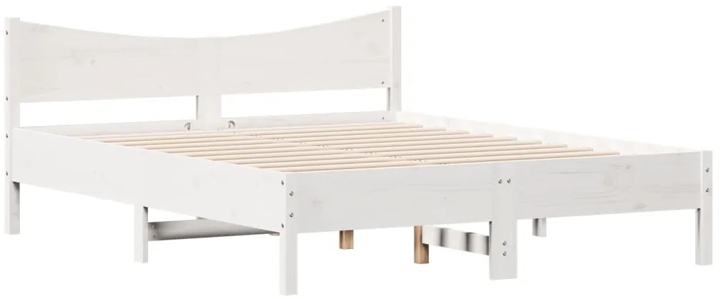 Cama sem colchão 150x200 cm madeira de pinho maciça branco