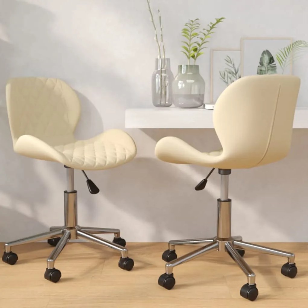 vidaXL Cadeiras de jantar giratórias 2 pcs veludo cor creme