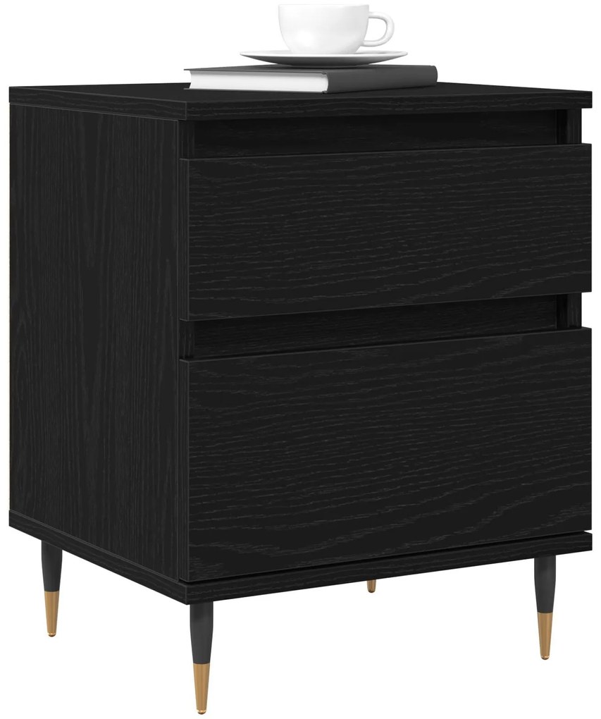 Criado-mudo vidaXL Preto Carvalho 40x35x50 cm Madeira de Engenharia