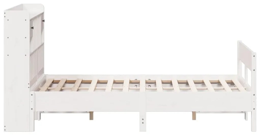 Cama com estante sem colchão 140x190 cm pinho maciço branco