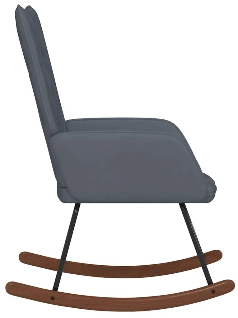 Cadeira de baloiço veludo cinzento-escuro