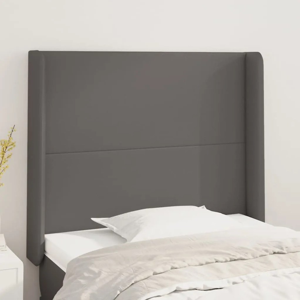 Cabeceira cama c/ abas couro artif. 83x16x118/128 cm cinzento