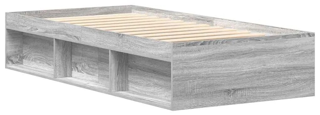 Estrutura de cama solteiro 75x190 cm cinzento sonoma