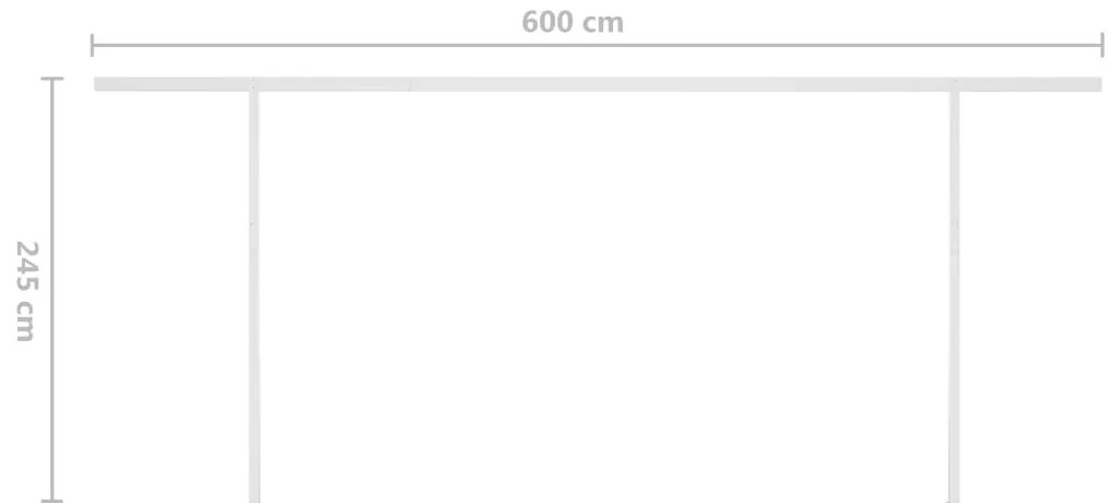 Toldo retrátil manual com postes 6x3 m azul e branco