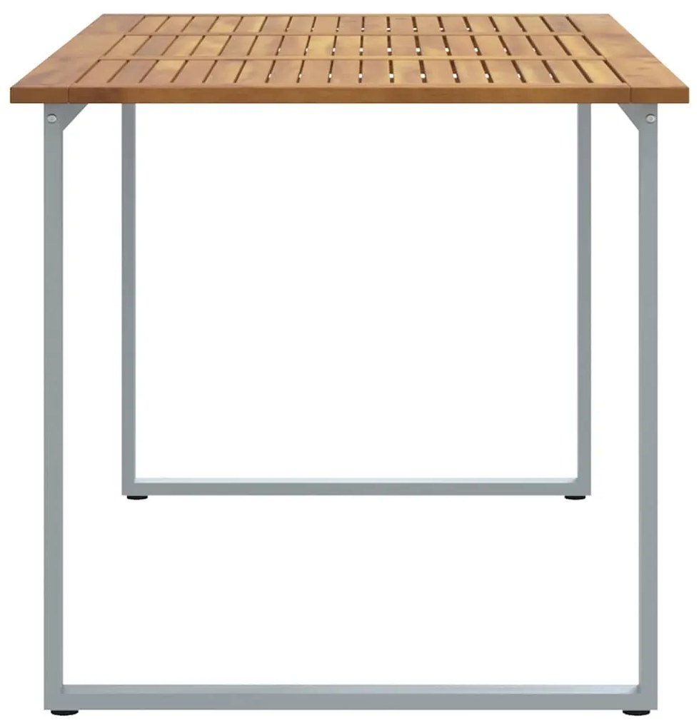 Mesa de Jantar Externa vidaXL Cinza 160x80x75 cm Aço e Madeira Sólida