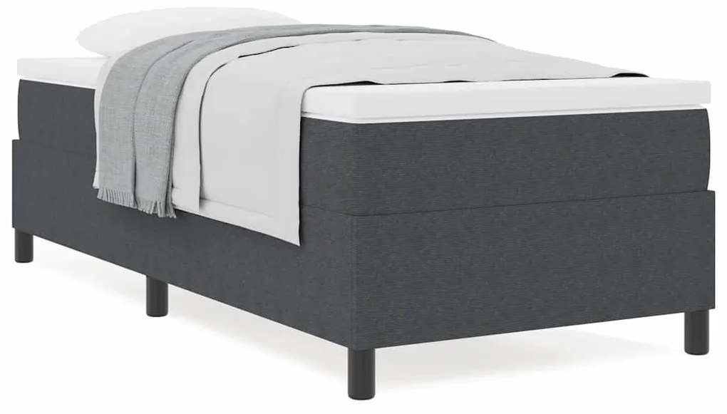 Cama Box Spring com colchão cinza escuro, 80 x 200 cm, tecido de cordu