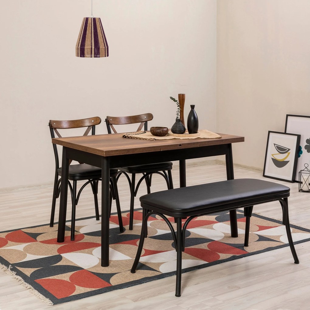 Conjunto de Mesa de Jantar Extensível Oliver – Preto – 120x77x75 cm