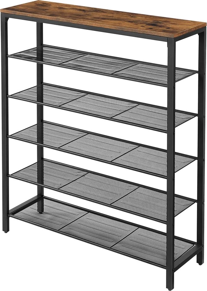 Sapateira com 5 prateleiras de grelha 30 x 100 x 110 cm Castanho-preto