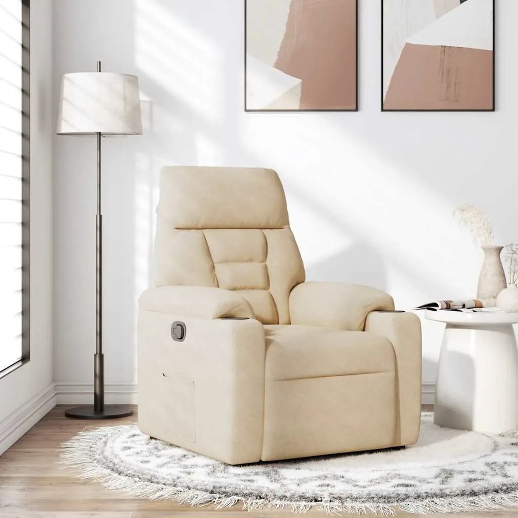 Poltrona reclinável tecido de microfibra cor creme