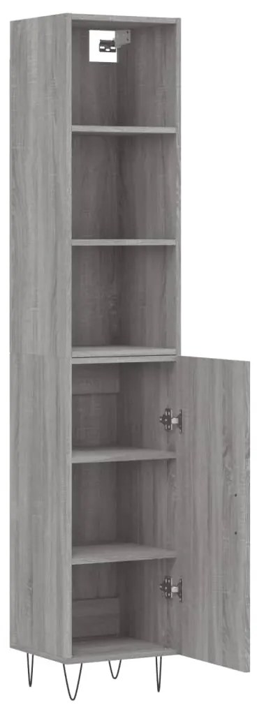 Armário alto 34,5x34x180 cm madeira processada sonoma cinza