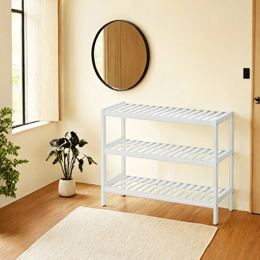 Sapateira em bambu 70 x 55 x 26 cm (L x A x P) branco