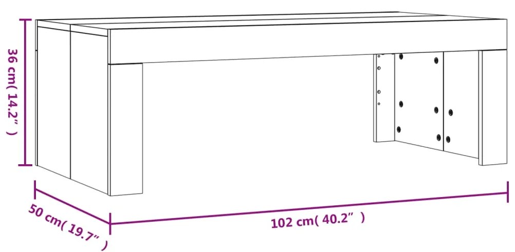 Mesa de centro 102x50x36cm derivados de madeira cinzento sonoma