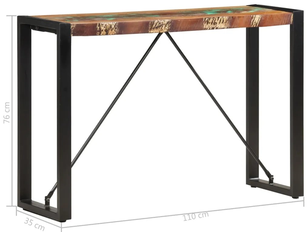 Mesa consola 110x35x76 cm madeira recuperada maciça