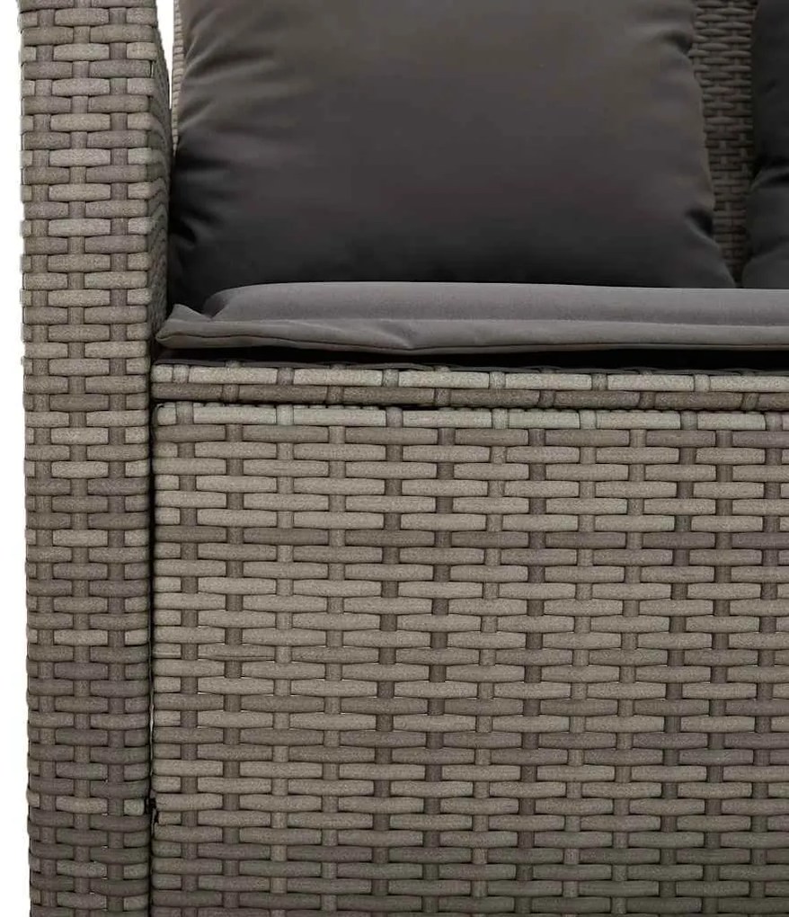 6 pcs conjunto sofás de jardim com almofadões vime cinzento