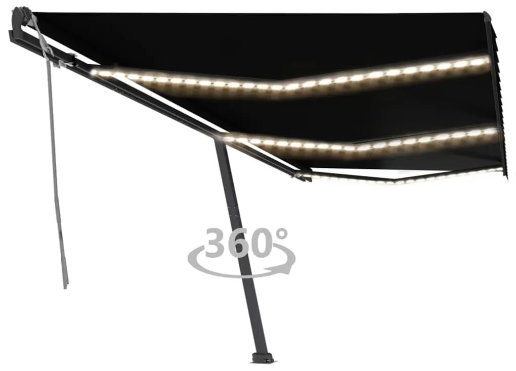 Toldo retrátil manual com LED 600x300 cm antracite