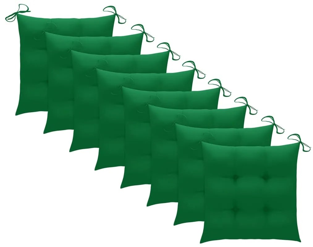 Cadeiras de jardim 8 pcs c/ almofadões madeira de teca maciça