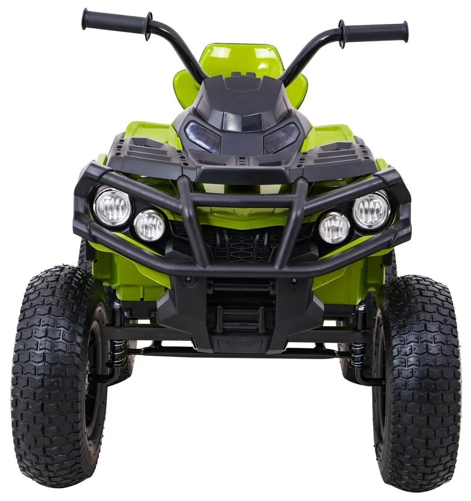 Moto 4 elétrica para crianças 12V ATV AIR, Rodas de AR, assento couro ecológico Verde