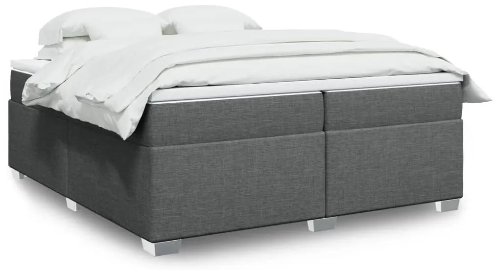 Cama com molas/colchão 200x200 cm tecido cinzento-escuro