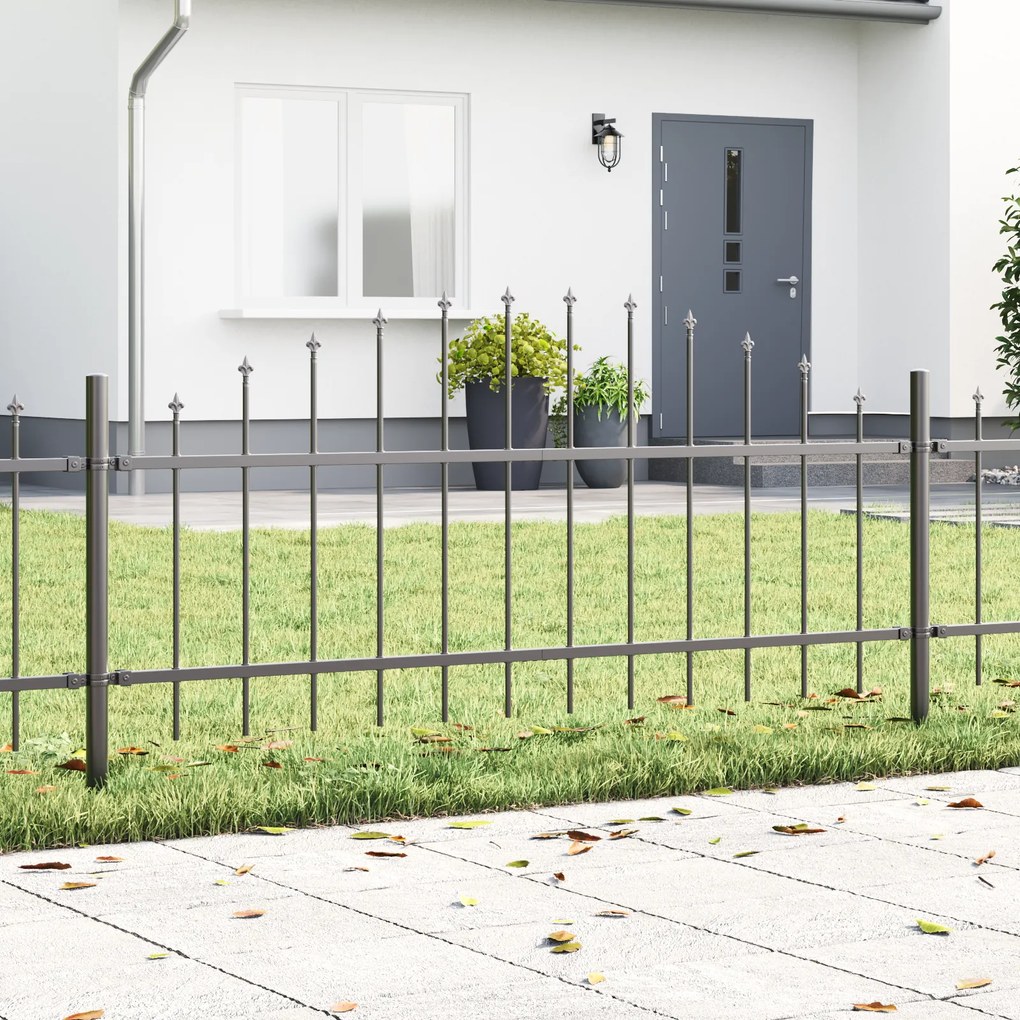 Cerca de Jardim vidaXL com Topo Arqueado Cinza 5,1x0,75 m Aço