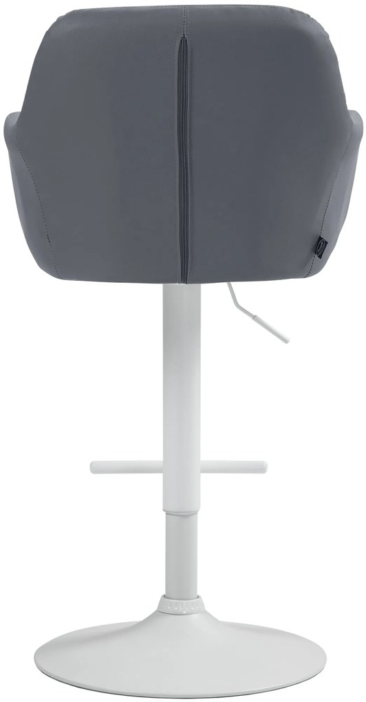 Banco de bar Natoma em couro sintético com estrutura branca 97-118 x 57 x 59 cm Cinzento