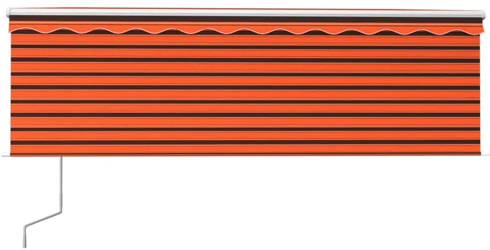 Toldo autom. c/estore/LED/sensor de vento 4x3m laranja/castanho
